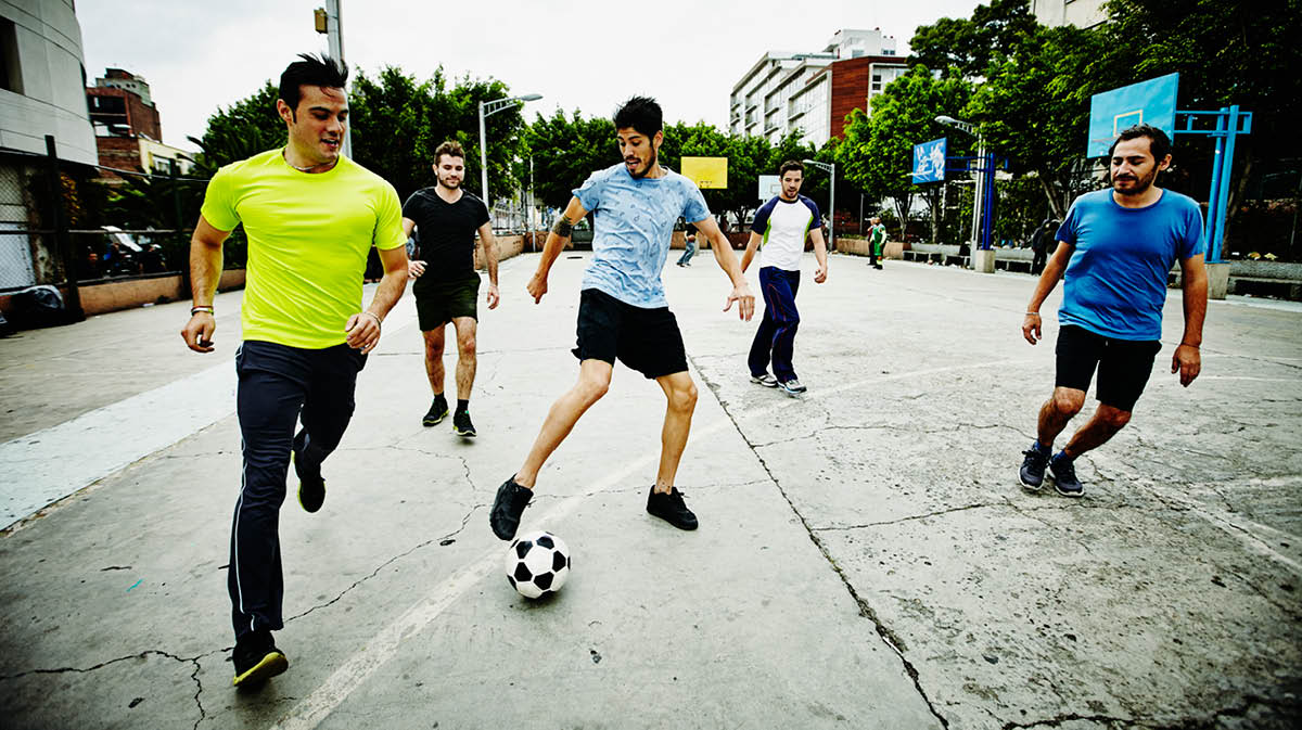 Group of adults practicing sports